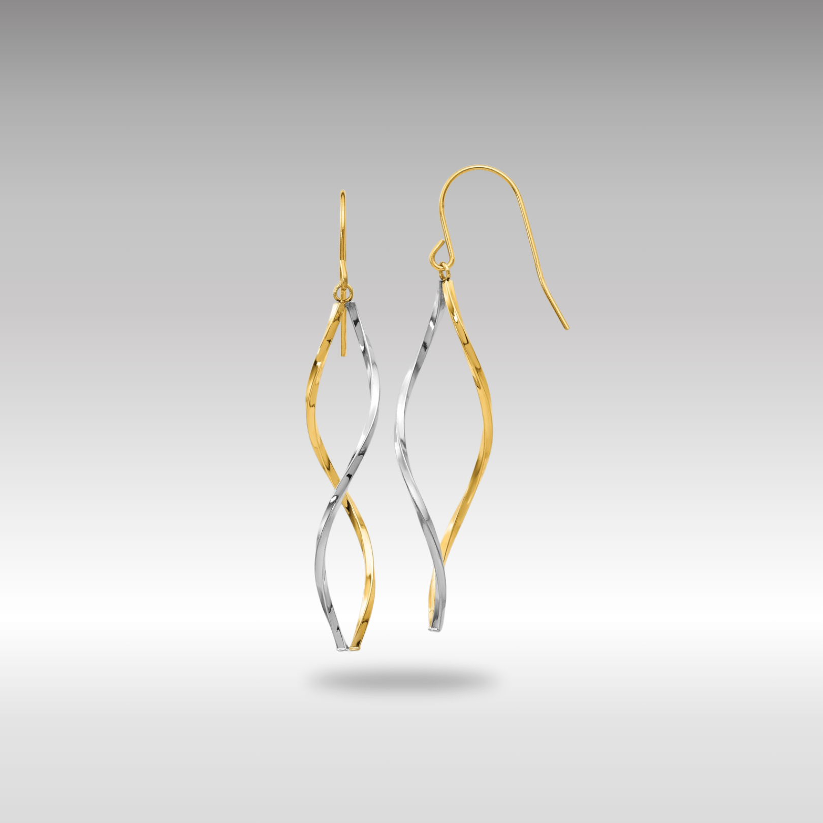 Yellow and White Gold Twist Dangle Earrings Model-YE1511 - Charlie & Co. Jewelry