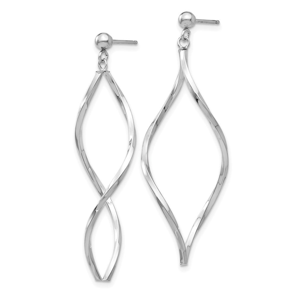White Gold Twisted Post Dangle Earrings Model-YE1514 - Charlie & Co. Jewelry