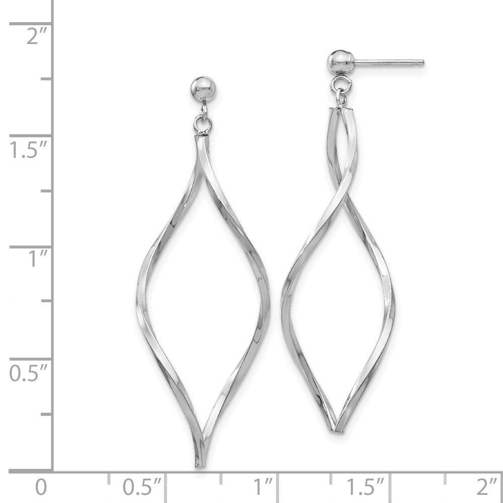 White Gold Twisted Post Dangle Earrings Model-YE1514 - Charlie & Co. Jewelry