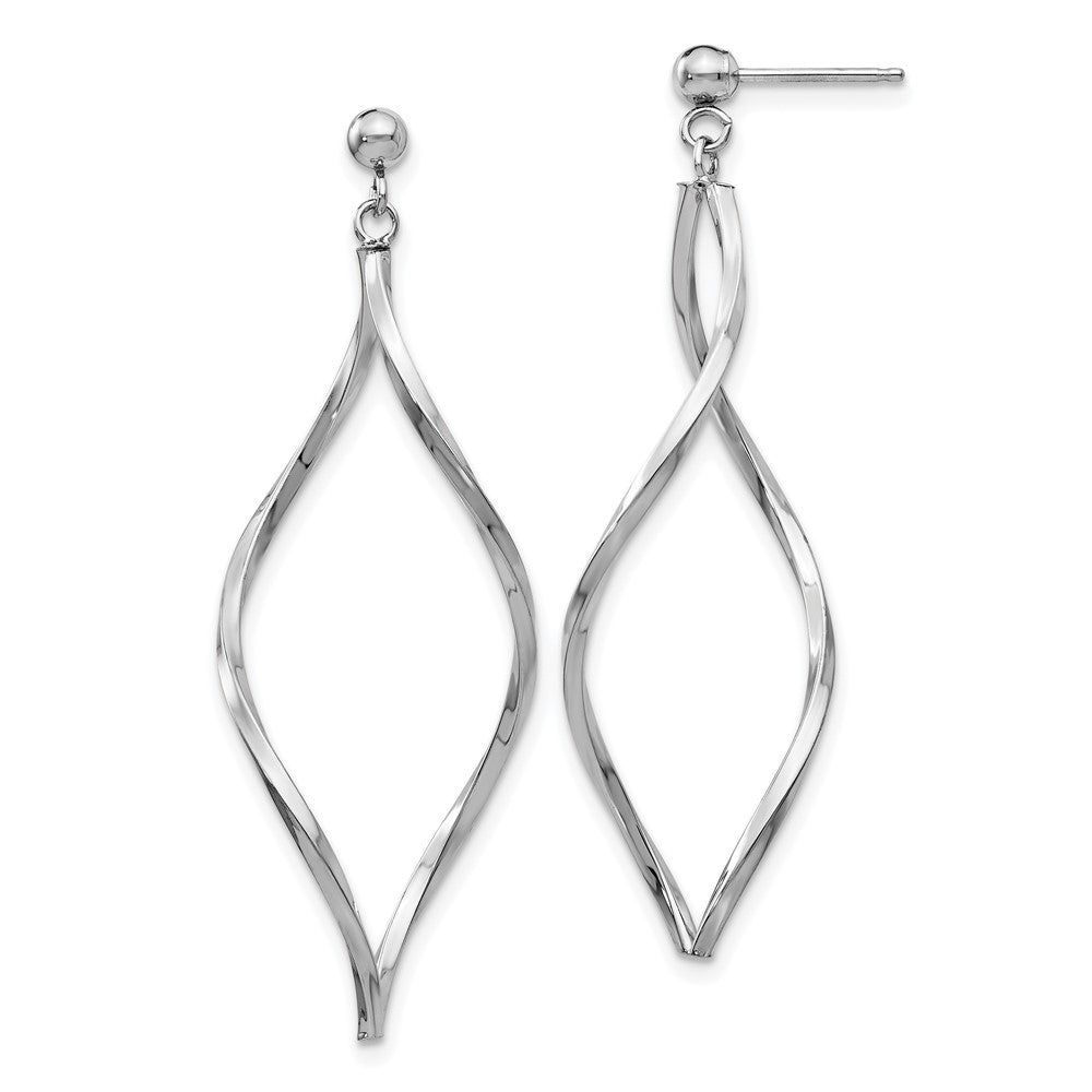 White Gold Twisted Post Dangle Earrings Model-YE1514 - Charlie & Co. Jewelry