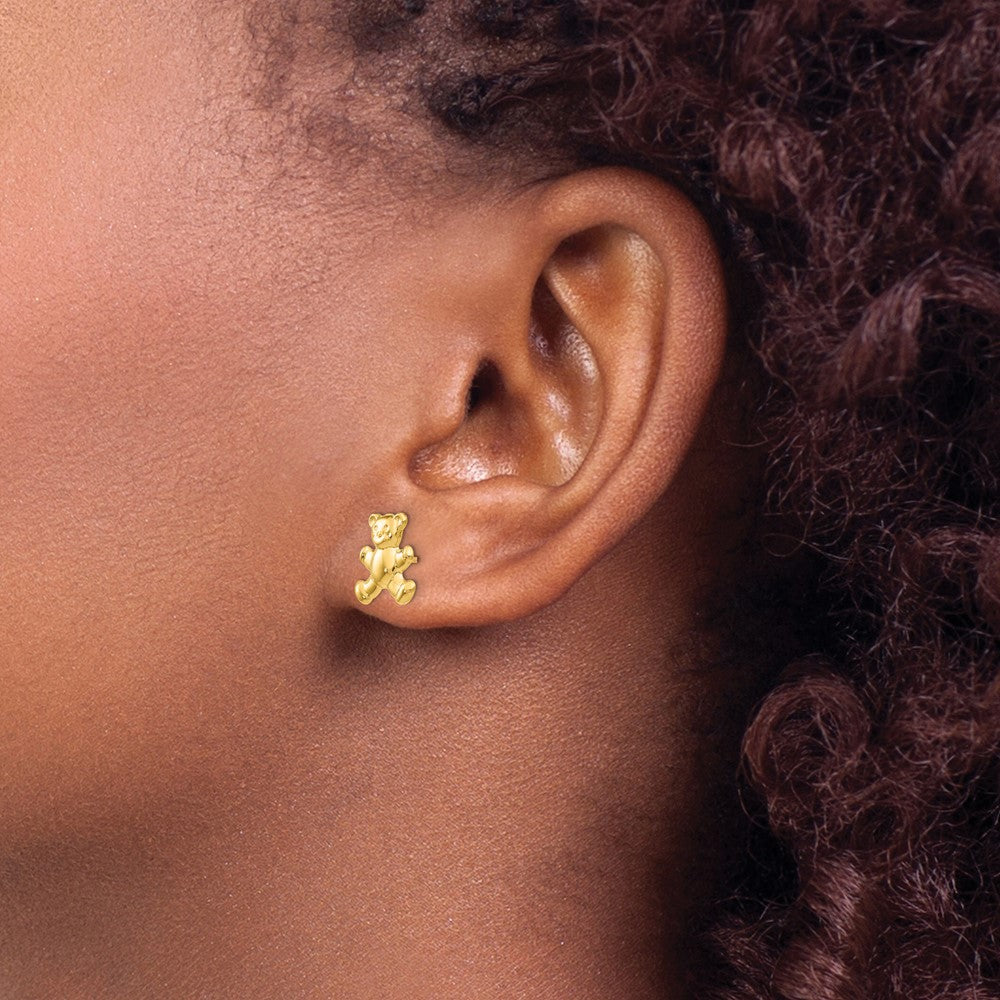 14K Gold Teddy Bear Post Earrings - Charlie & Co. Jewelry