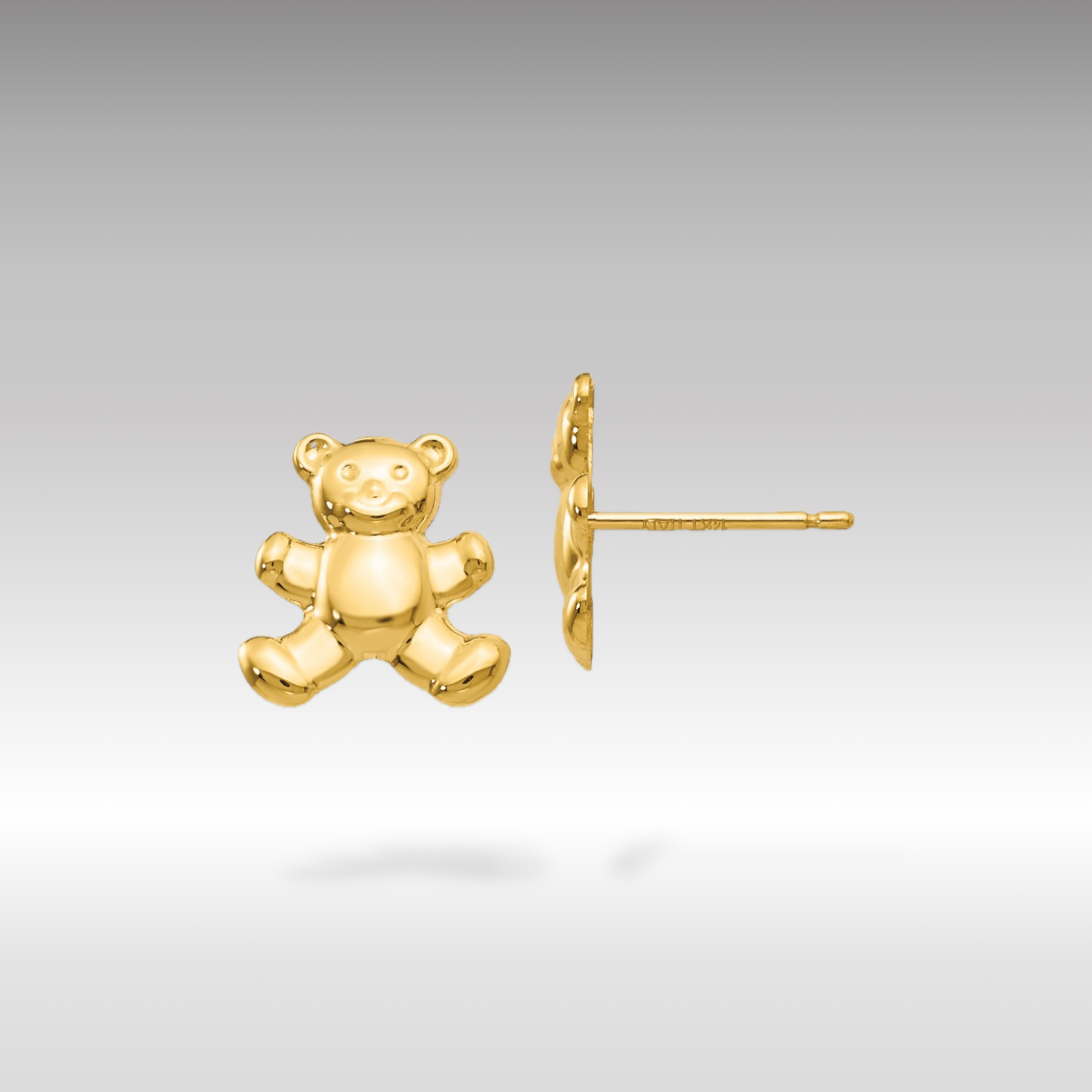 14K Gold Teddy Bear Post Earrings - Charlie & Co. Jewelry