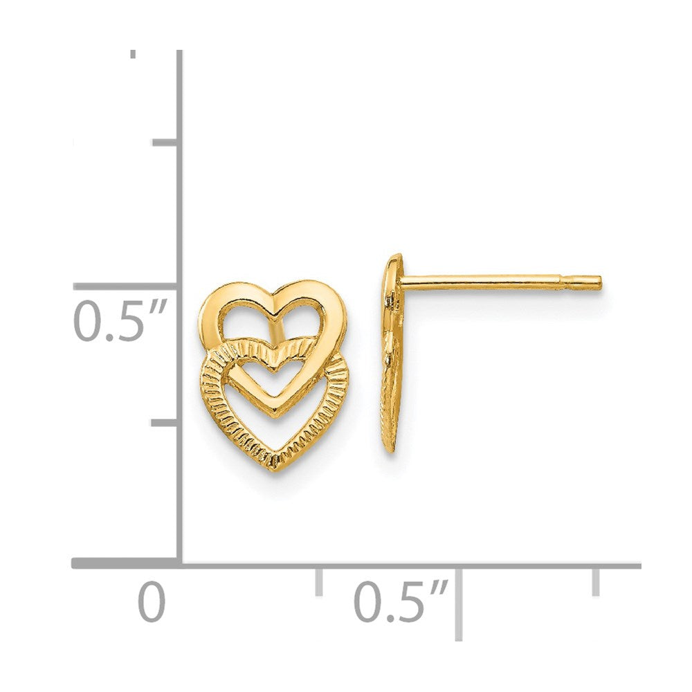 Gold Polished Double Heart Post Earrings - Model YE1649 - Charlie & Co. Jewelry