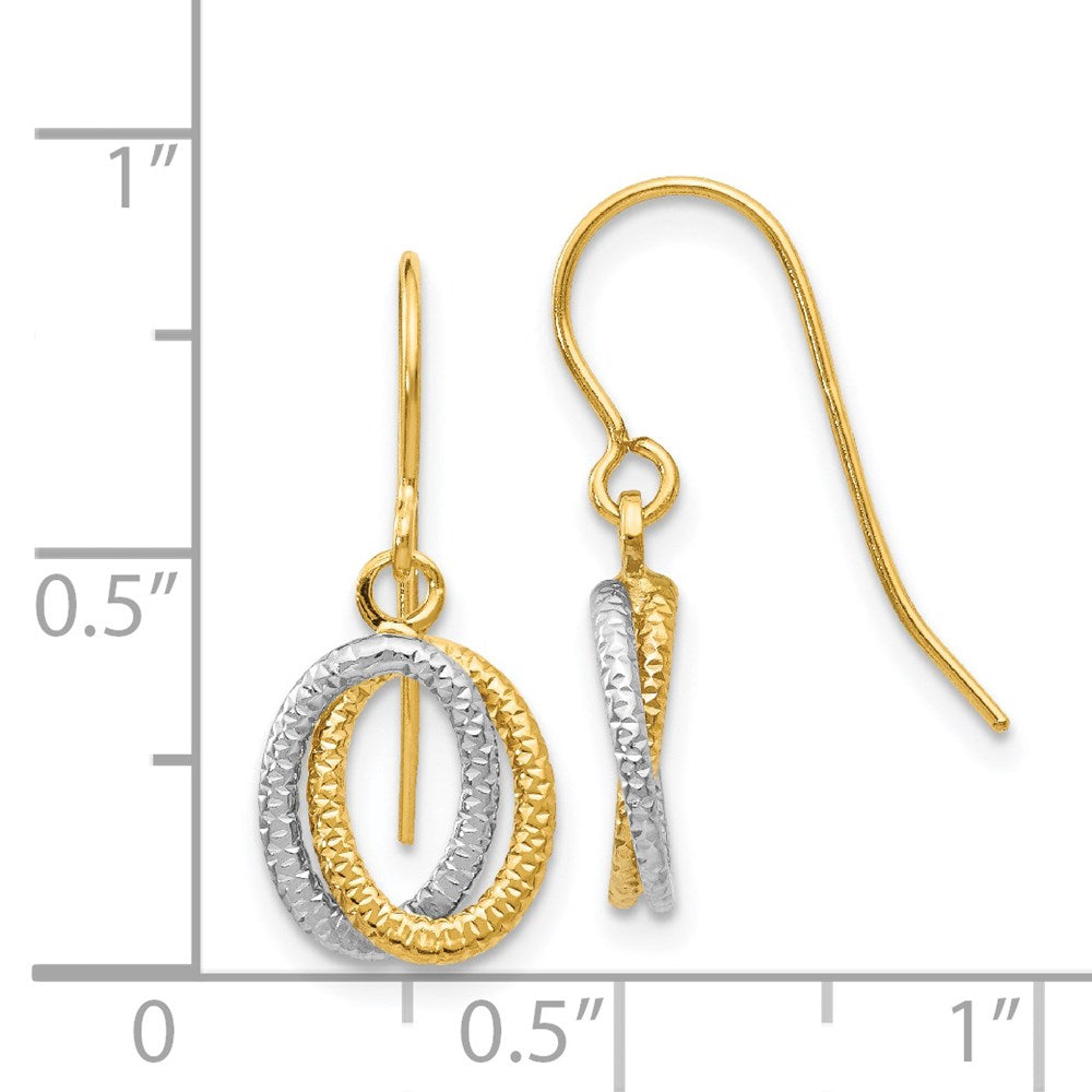 Yellow and White Gold Textured Fancy Dangle Earrings Model-YE1661 - Charlie & Co. Jewelry