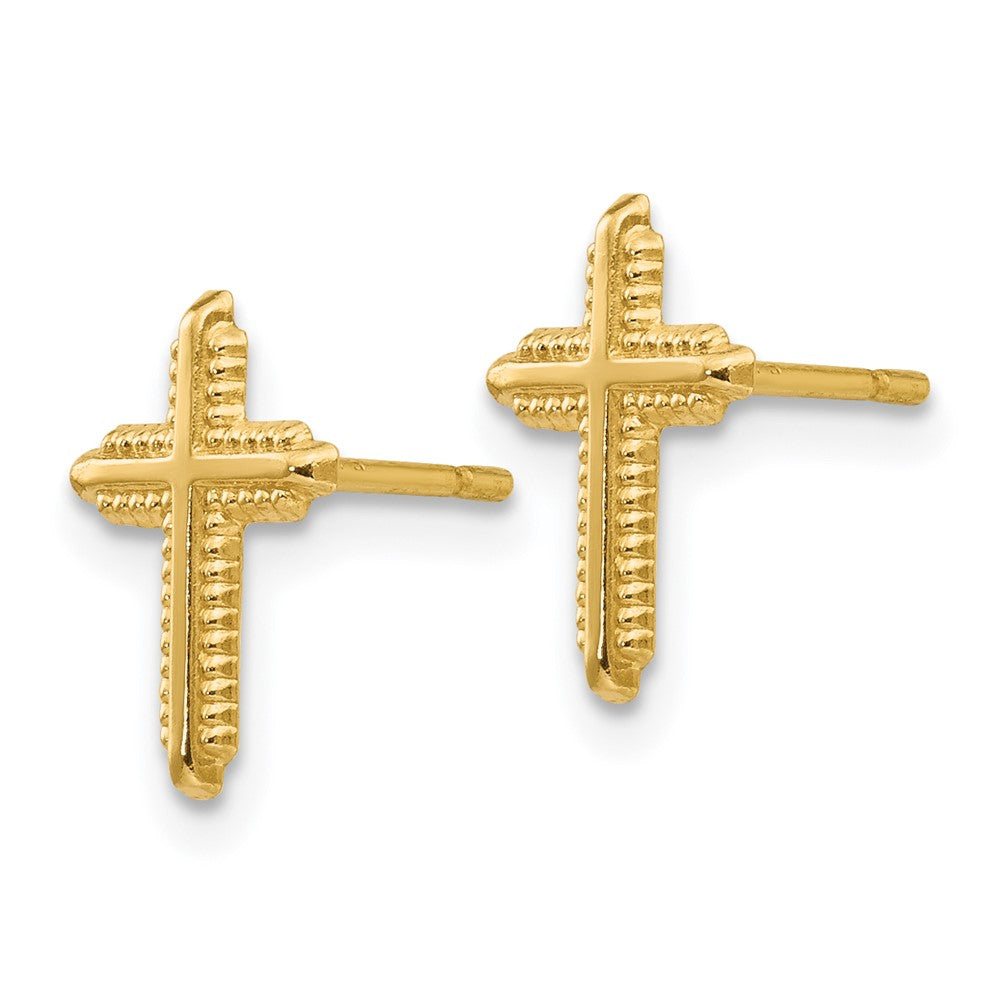 Gold Polished Cross Post Earrings - Model YE1675 - Charlie & Co. Jewelry