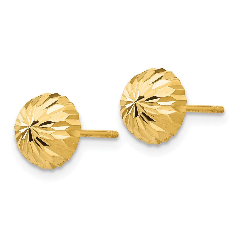Gold Diamond-cut 8mm Domed Post Earrings - Model YE1696 - Charlie & Co. Jewelry