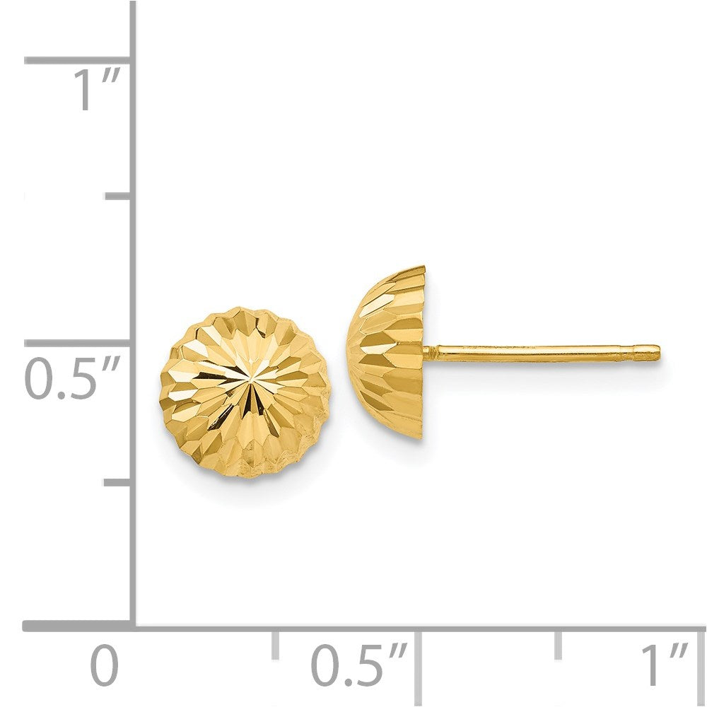 Gold Diamond-cut 8mm Domed Post Earrings - Model YE1696 - Charlie & Co. Jewelry