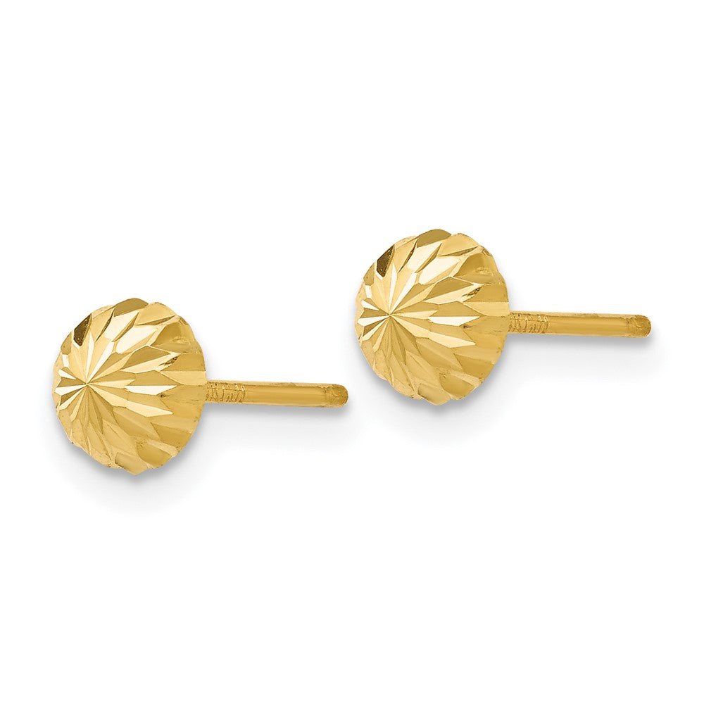Gold Diamond-cut 5mm Domed Post Earrings - Model YE1697 - Charlie & Co. Jewelry