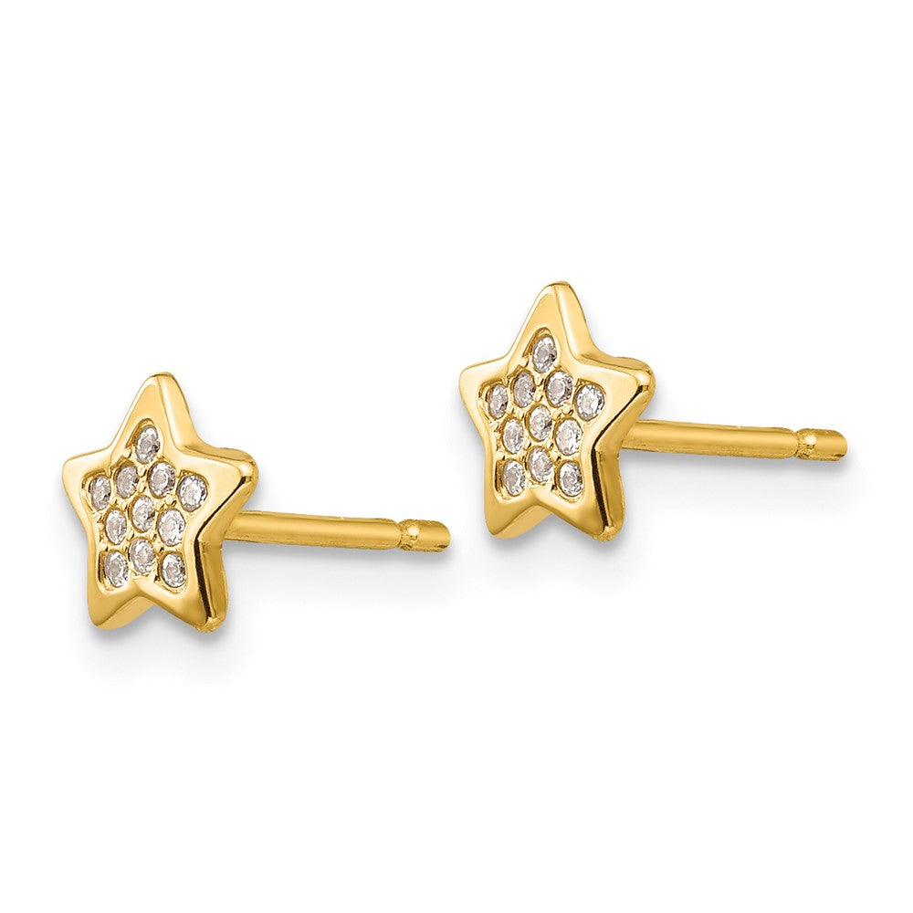 Gold Polished CZ Star Post Earrings - Model YE1747 - Charlie & Co. Jewelry