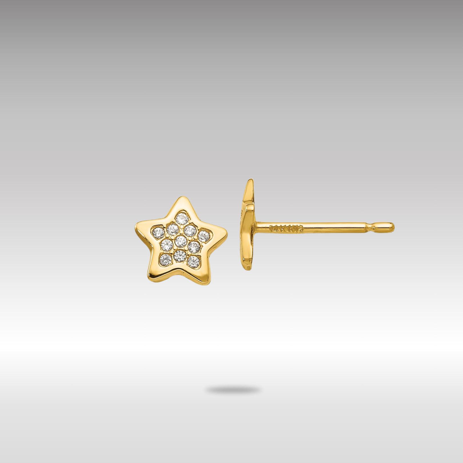 Gold Polished CZ Star Post Earrings - Model YE1747 - Charlie & Co. Jewelry