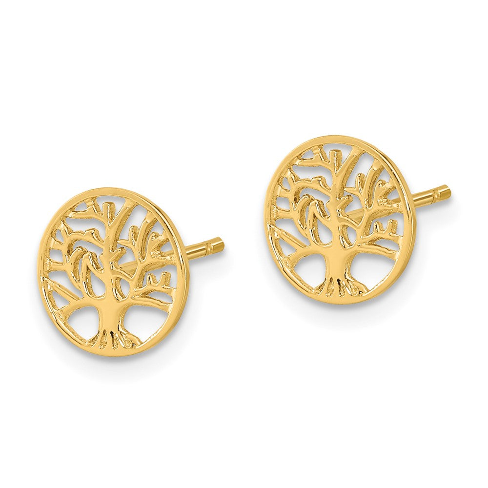Gold Round Tree Post Earrings - Model YE1829 - Charlie & Co. Jewelry