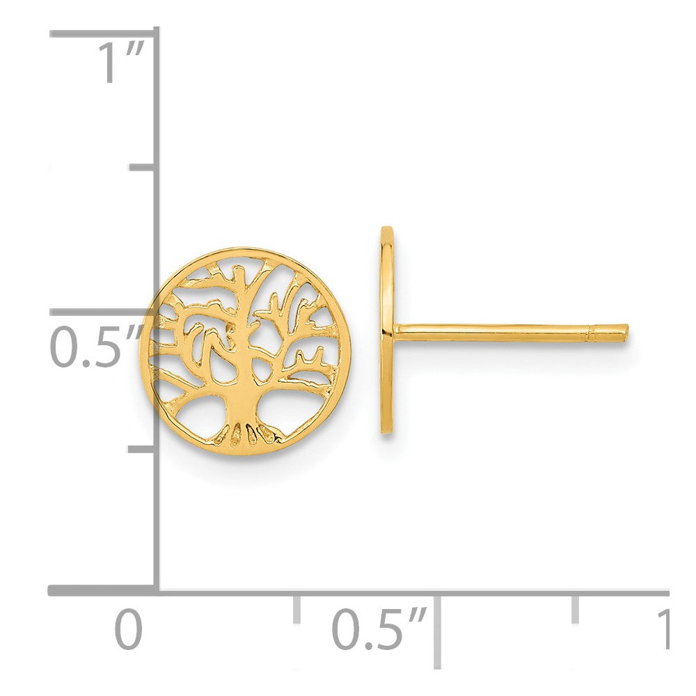 Gold Round Tree Post Earrings - Model YE1829 - Charlie & Co. Jewelry