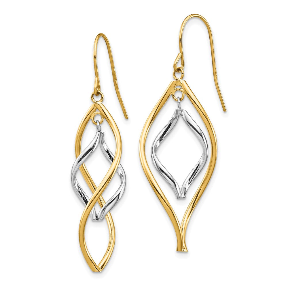 Yellow and White Gold Fancy Twisted Dangle Earrings Model-YE1854 - Charlie & Co. Jewelry