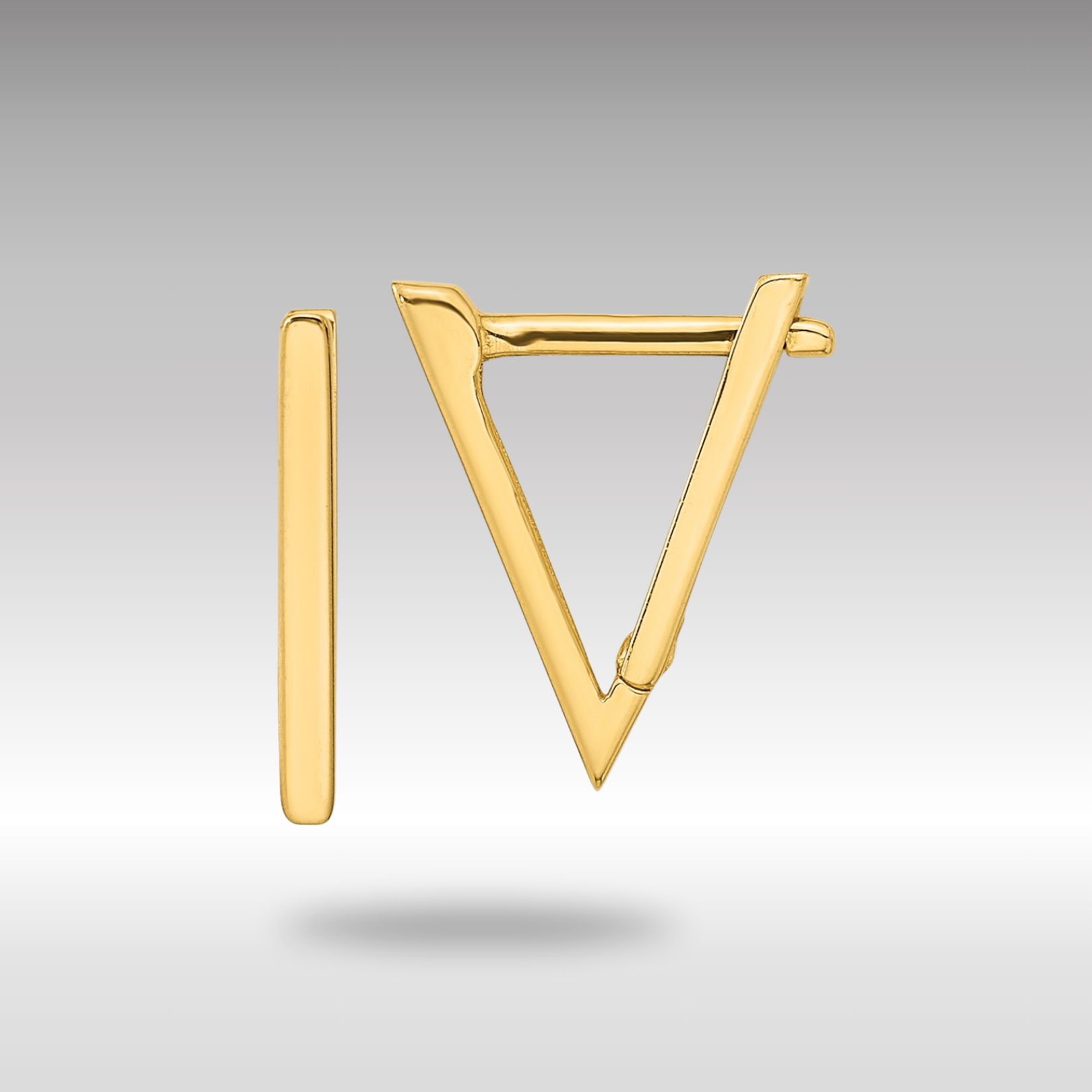 Gold Polished Triangle Hoop Earrings Model-YE1918 - Charlie & Co. Jewelry