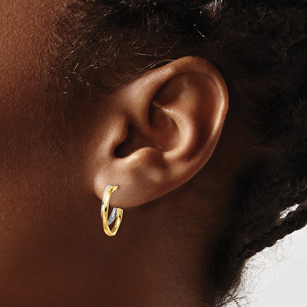 Gold Diamond Cut J-Hoop Earrings - Model YE1919 - Charlie & Co. Jewelry