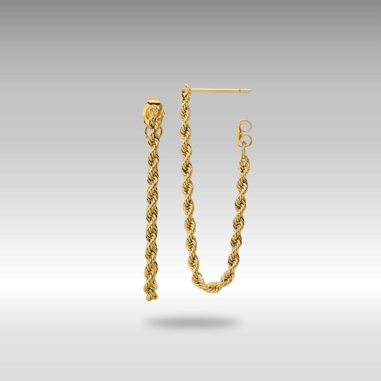Gold Polished Rope Dangle Earrings Model-YE1927 - Charlie & Co. Jewelry