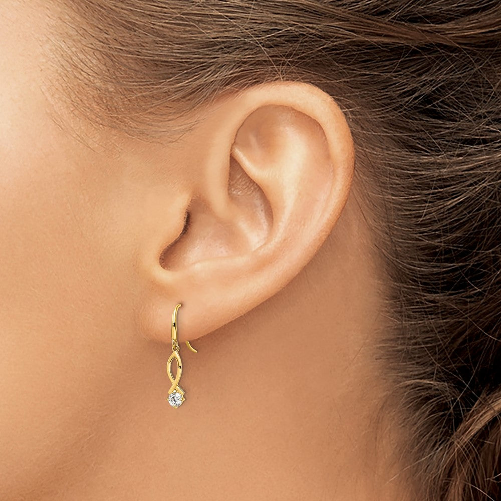 Gold CZ Dangle Earrings - Model YE1935 - Charlie & Co. Jewelry