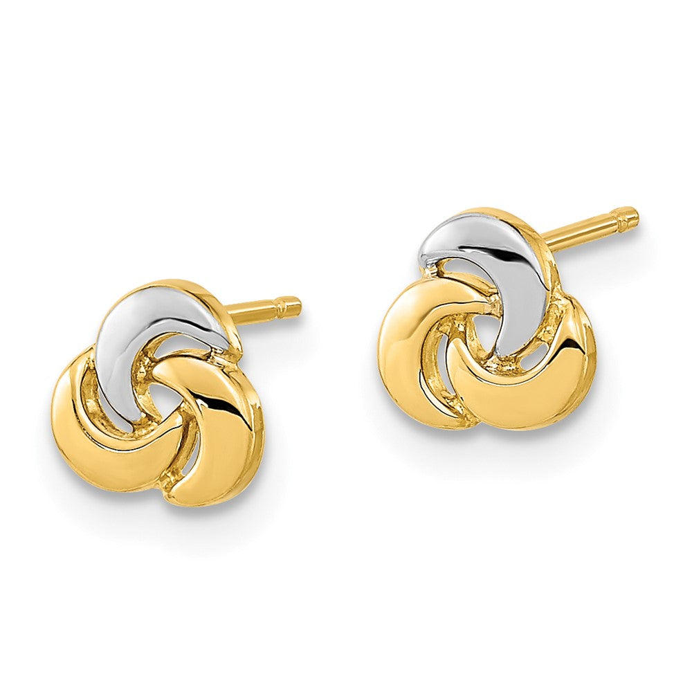 Gold Polished White Rhodium Knot Post Earrings - Model YE1938 - Charlie & Co. Jewelry