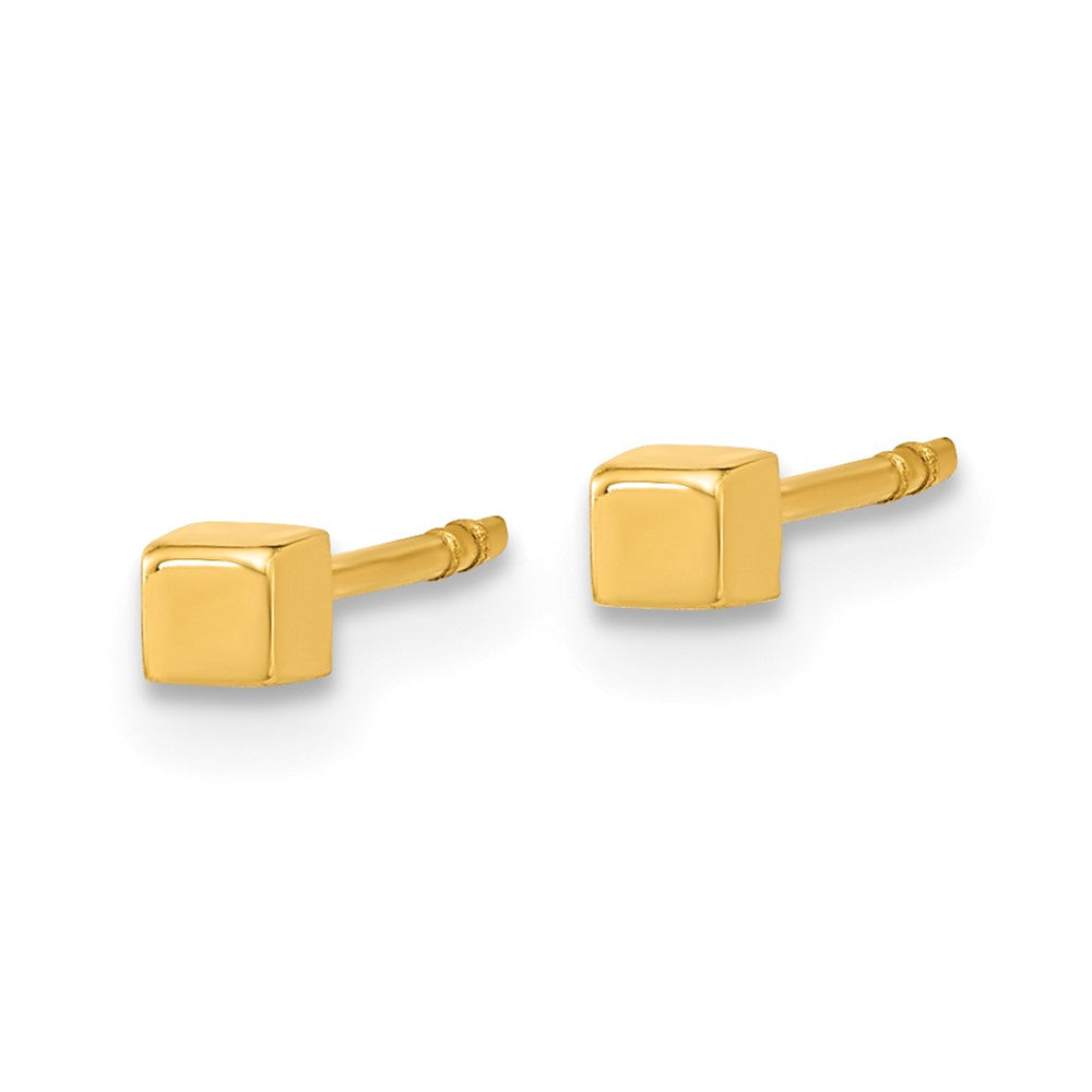 Gold Polished Cube Post Earrings - Model YE1944 - Charlie & Co. Jewelry