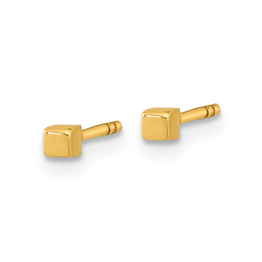Gold Polished Cube Post Earrings - Model YE1945 - Charlie & Co. Jewelry