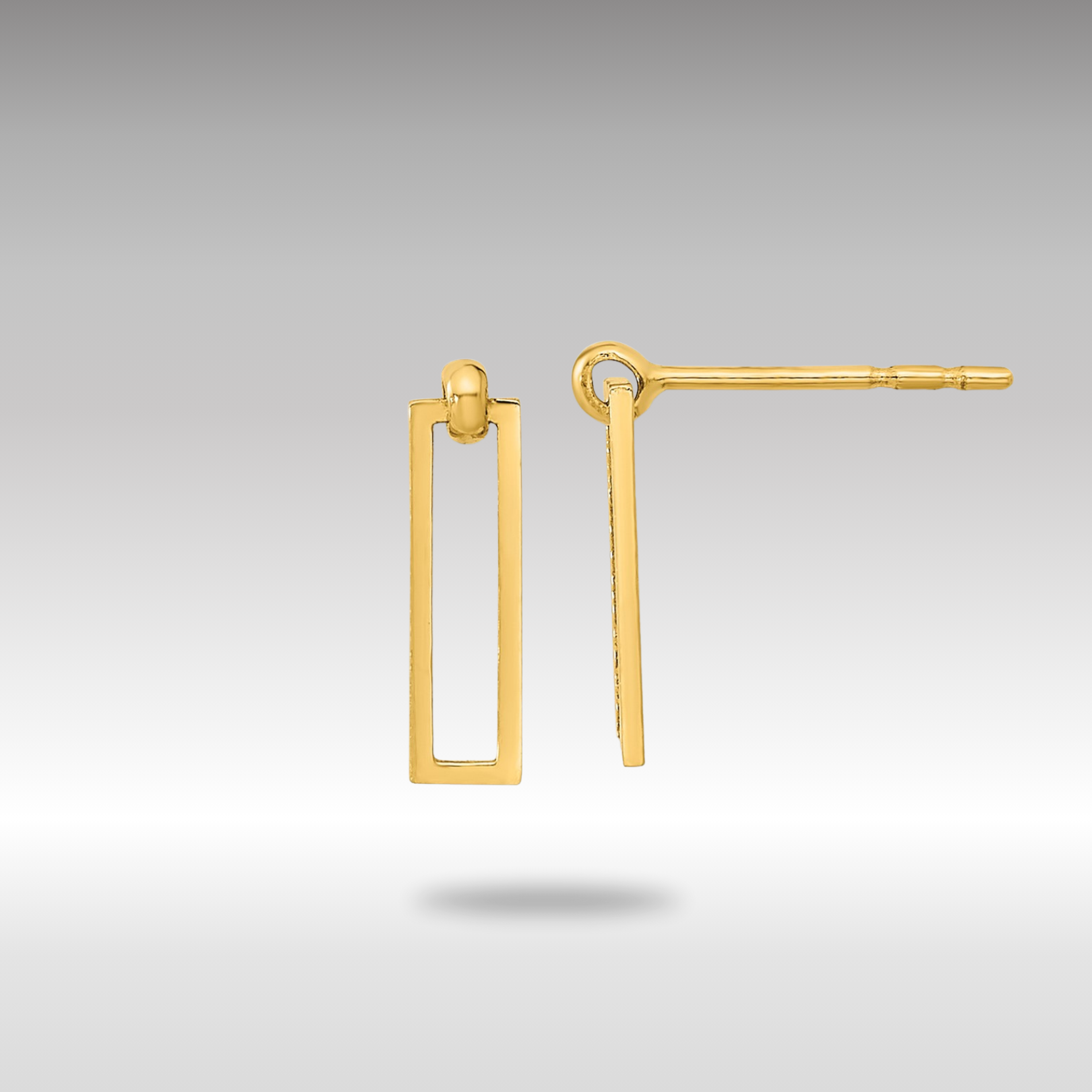 Gold Polished Open Rectangle Dangle Post Earrings - Model YE1961 - Charlie & Co. Jewelry