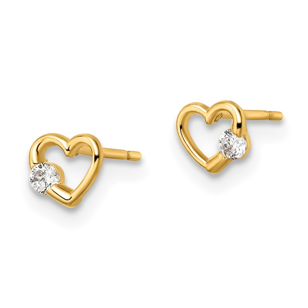 Gold CZ Heart Post Earrings - Model YE2028 - Charlie & Co. Jewelry