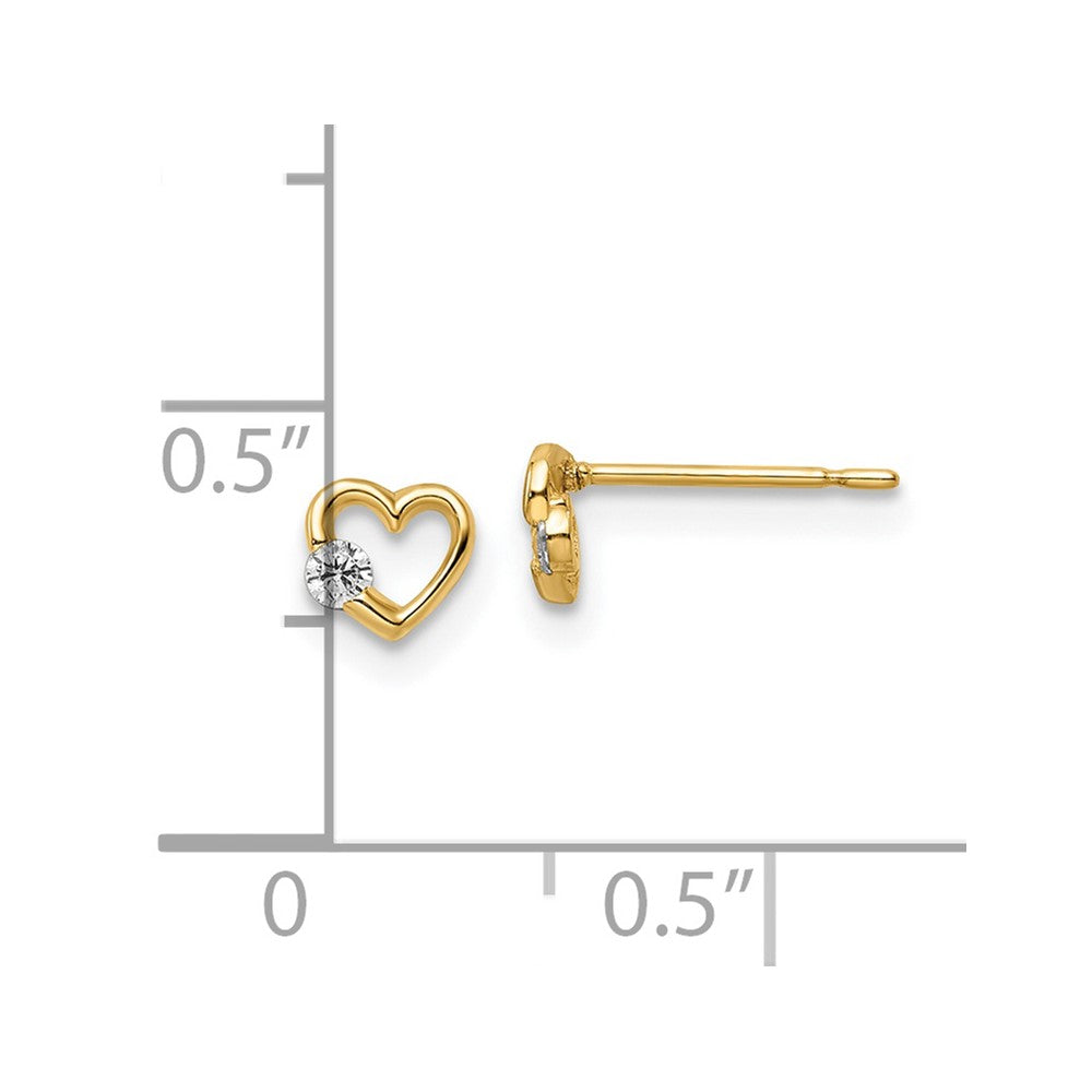 Gold CZ Heart Post Earrings - Model YE2028 - Charlie & Co. Jewelry