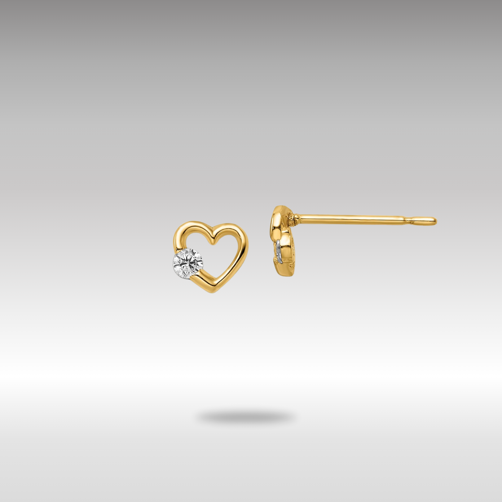 Gold CZ Heart Post Earrings - Model YE2028 - Charlie & Co. Jewelry