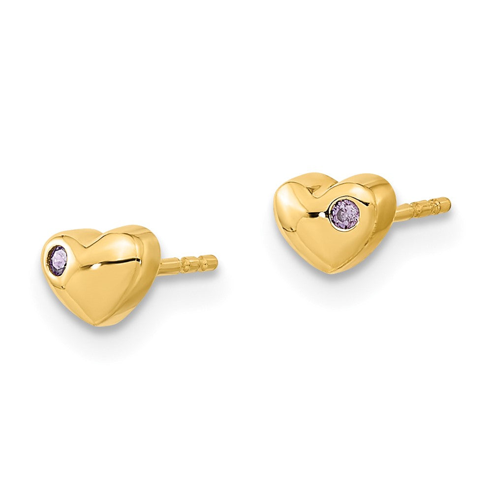 Gold Polished Heart with CZ Post Earrings - Model YE2044 - Charlie & Co. Jewelry
