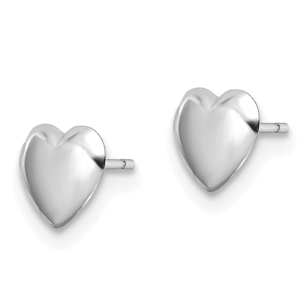 White Gold Polished Heart Post Earrings - Model YE2046W - Charlie & Co. Jewelry