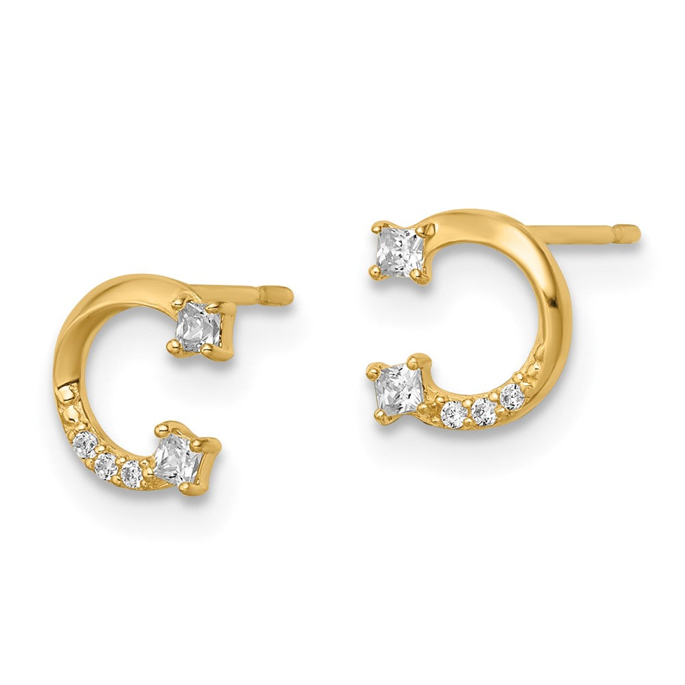 Gold CZ Horseshoe Post Earrings - Model YE2057 - Charlie & Co. Jewelry