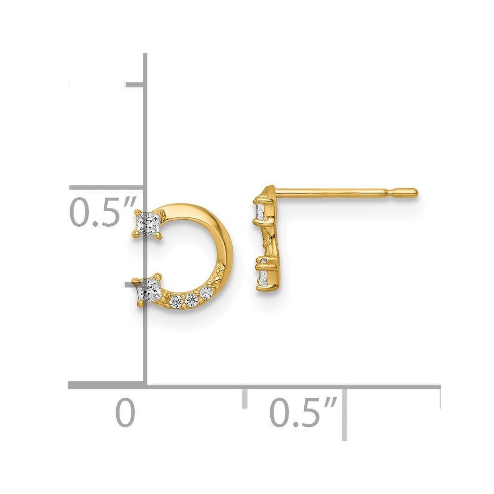 Gold CZ Horseshoe Post Earrings - Model YE2057 - Charlie & Co. Jewelry