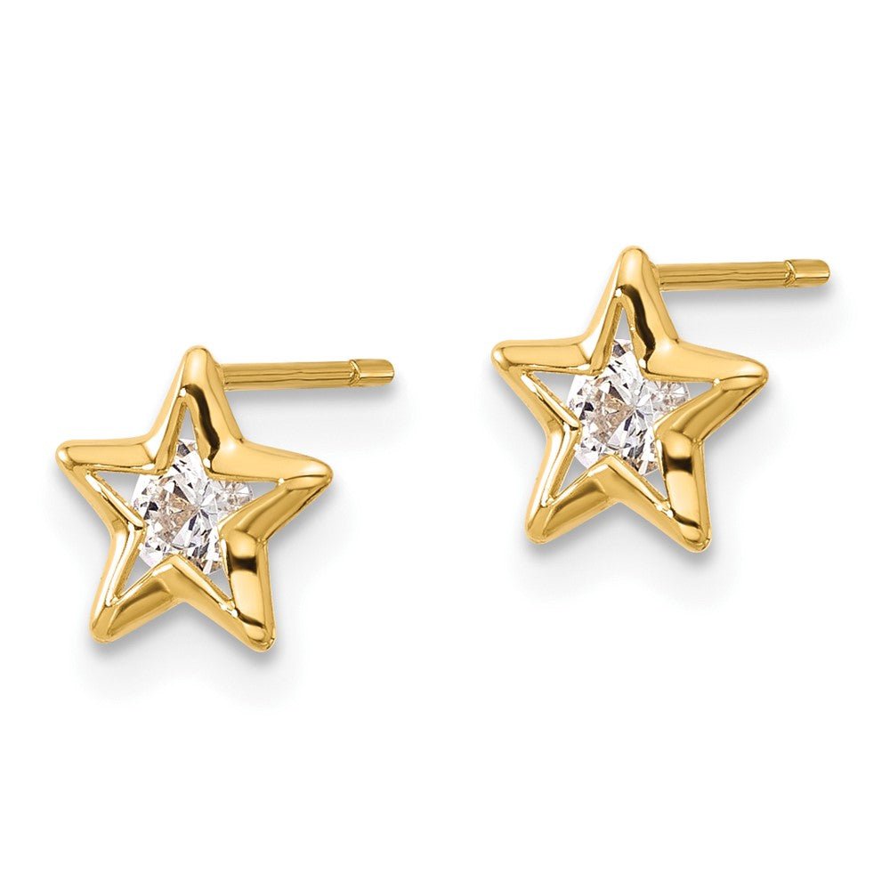 Gold CZ Star Post Earrings - Model YE2068 - Charlie & Co. Jewelry