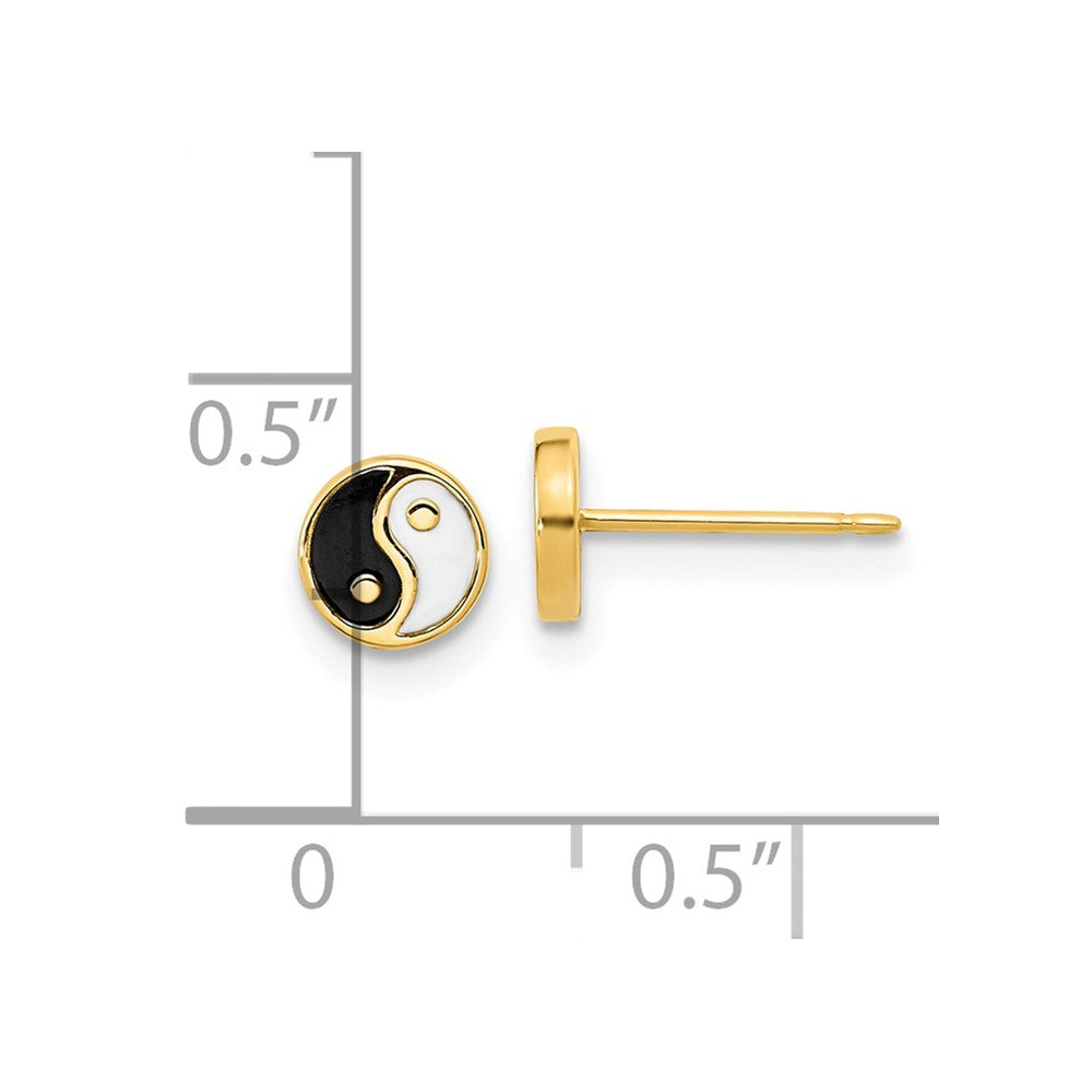 Gold Black/White Enamel Yin and Yang Post Earrings - Model YE2073 - Charlie & Co. Jewelry