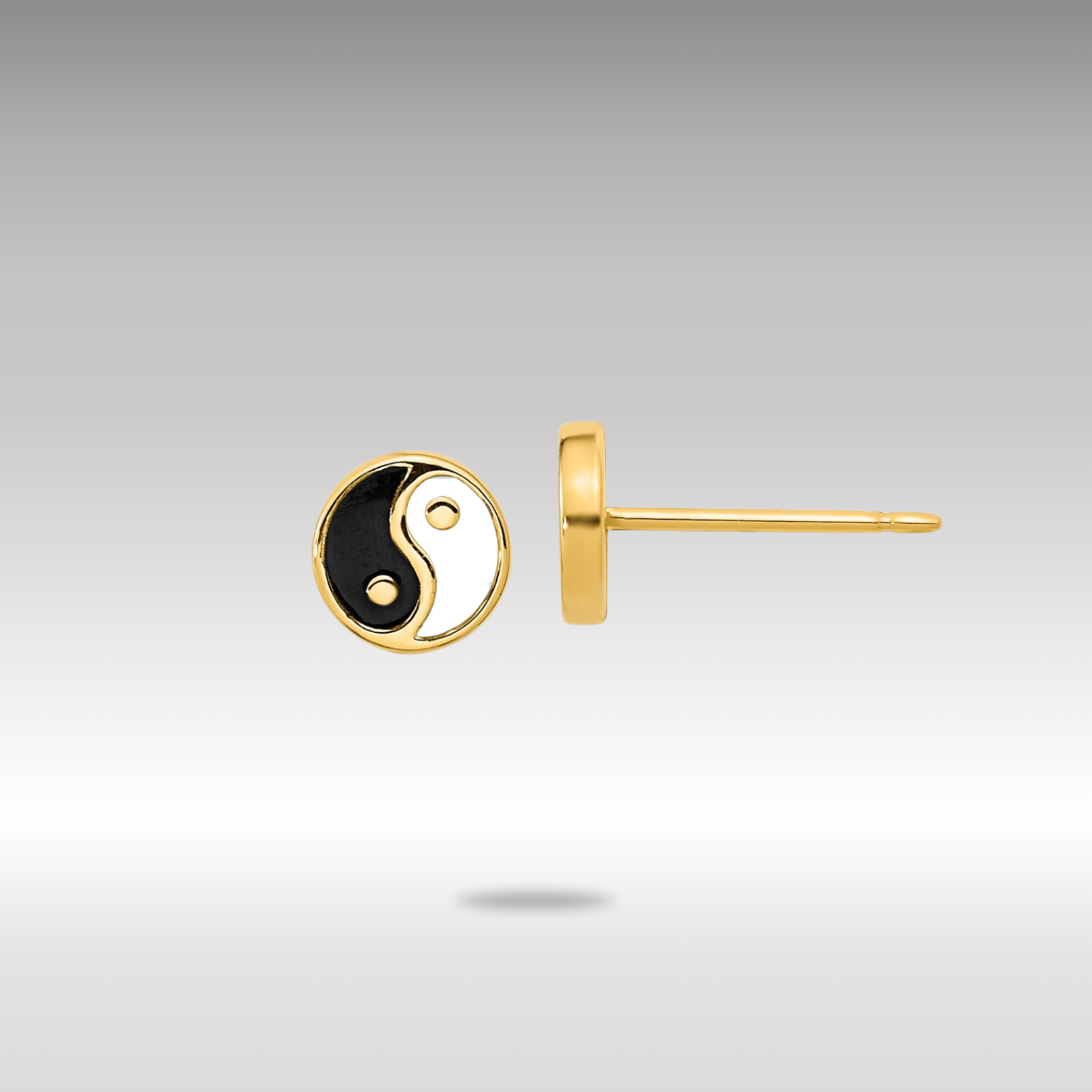 Gold Black/White Enamel Yin and Yang Post Earrings - Model YE2073 - Charlie & Co. Jewelry