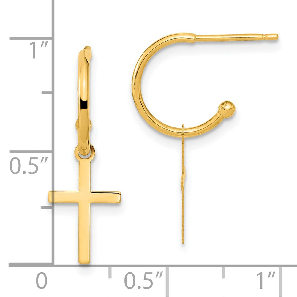 Gold Polished Cross Dangle Earrings - Model YE2118 - Charlie & Co. Jewelry