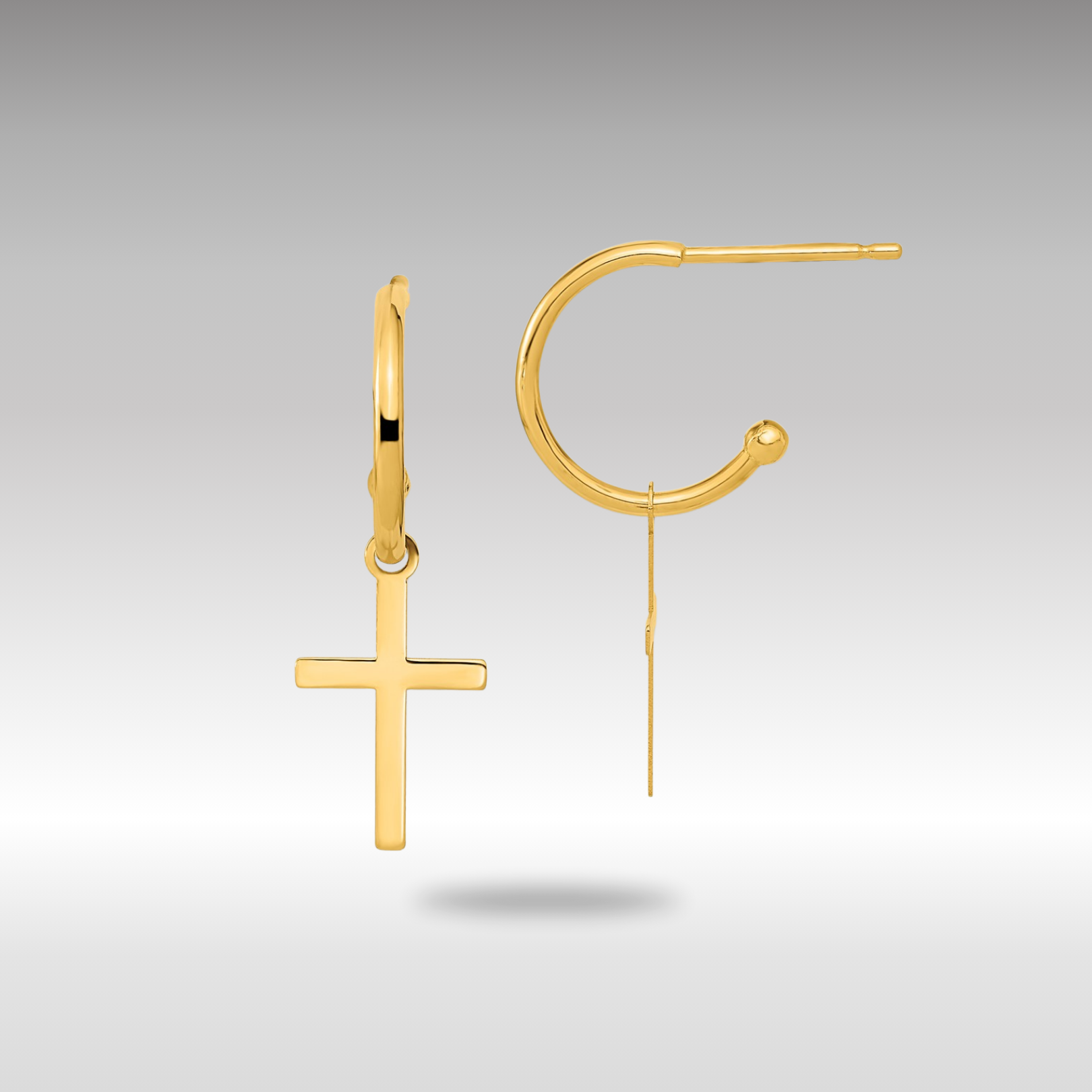 Gold Polished Cross Dangle Earrings - Model YE2118 - Charlie & Co. Jewelry