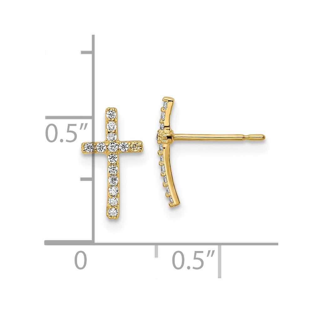 Gold CZ Cross Post Earrings - Model YE2121 - Charlie & Co. Jewelry