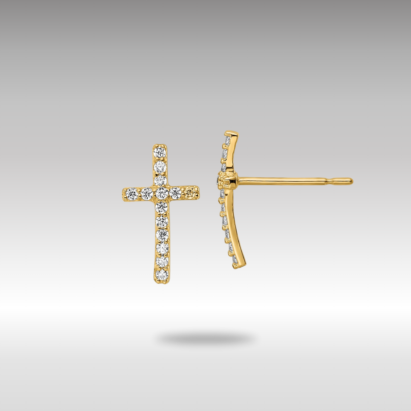 Gold CZ Cross Post Earrings - Model YE2121 - Charlie & Co. Jewelry