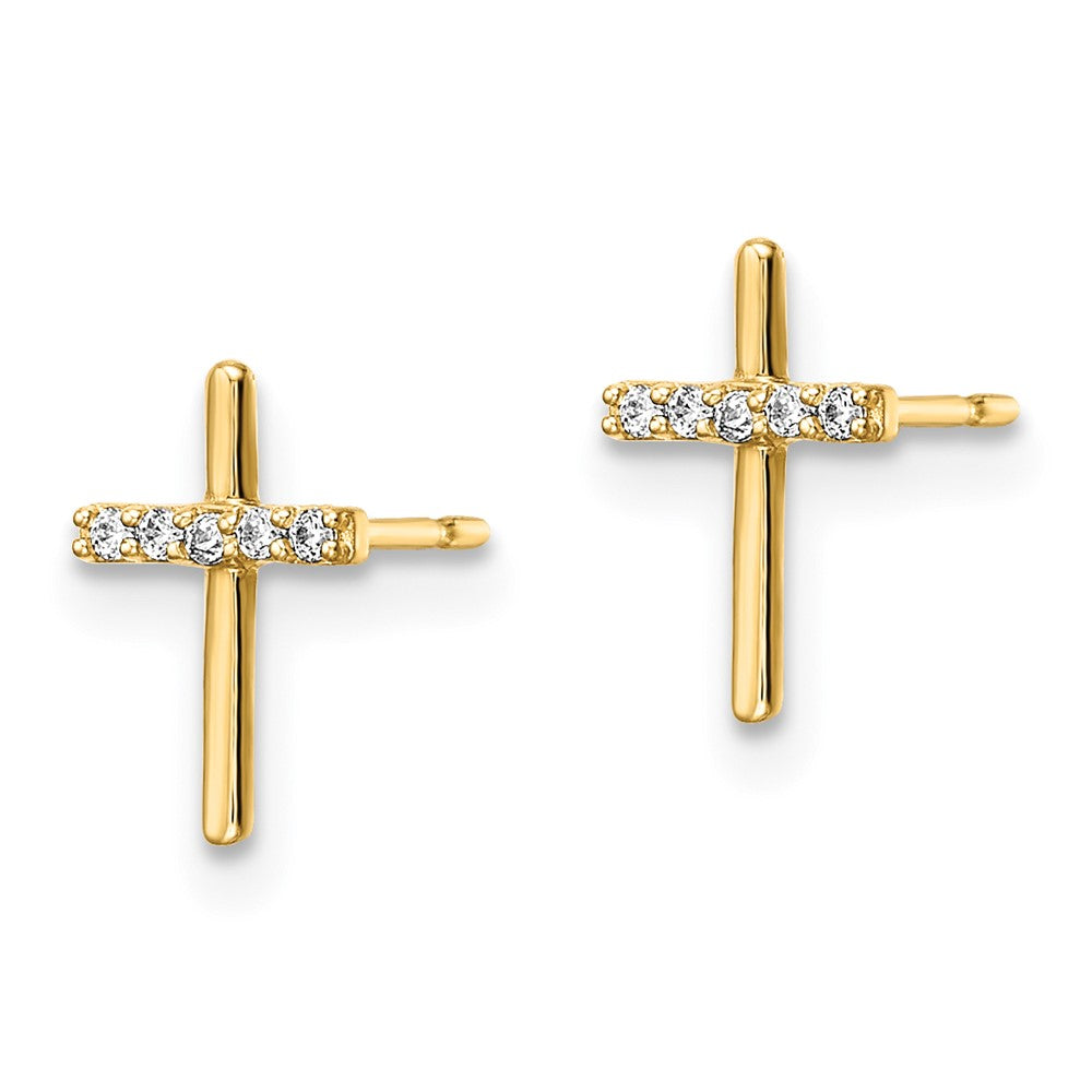 Gold CZ Cross Post Earrings - Model YE2122 - Charlie & Co. Jewelry