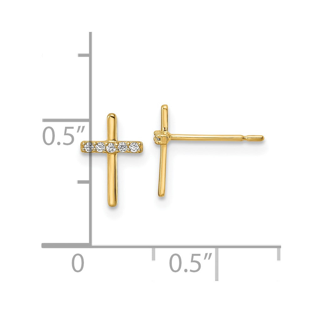 Gold CZ Cross Post Earrings - Model YE2122 - Charlie & Co. Jewelry
