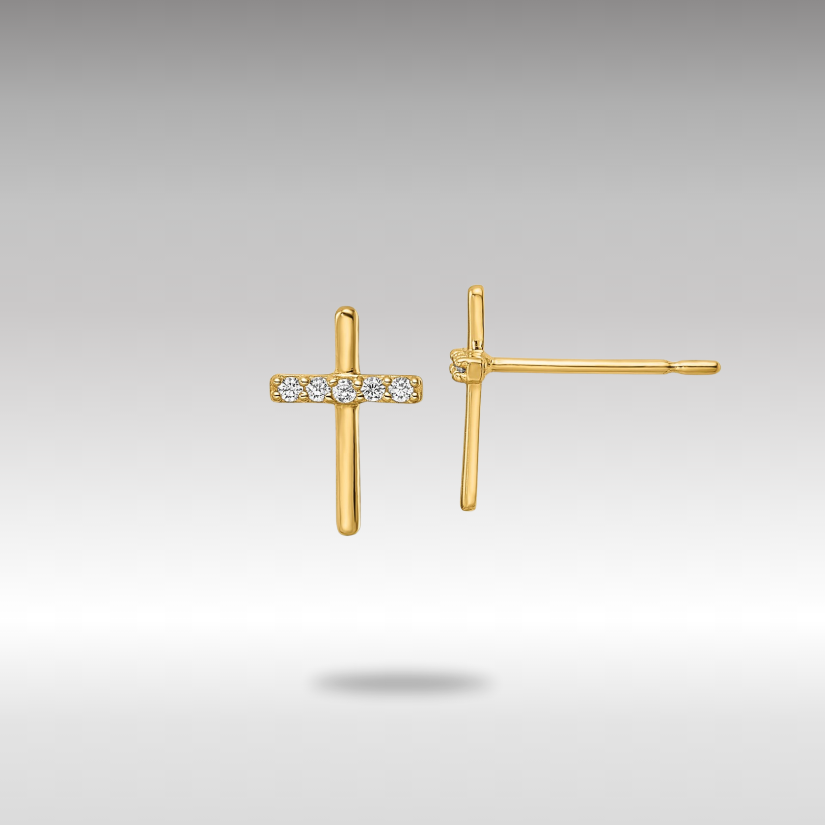 Gold CZ Cross Post Earrings - Model YE2122 - Charlie & Co. Jewelry