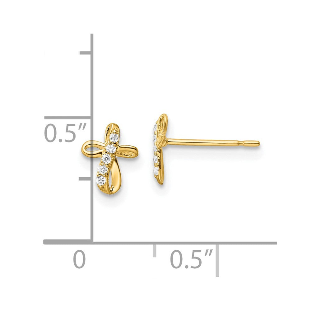 Gold CZ Cross Post Earrings - Model YE2123 - Charlie & Co. Jewelry