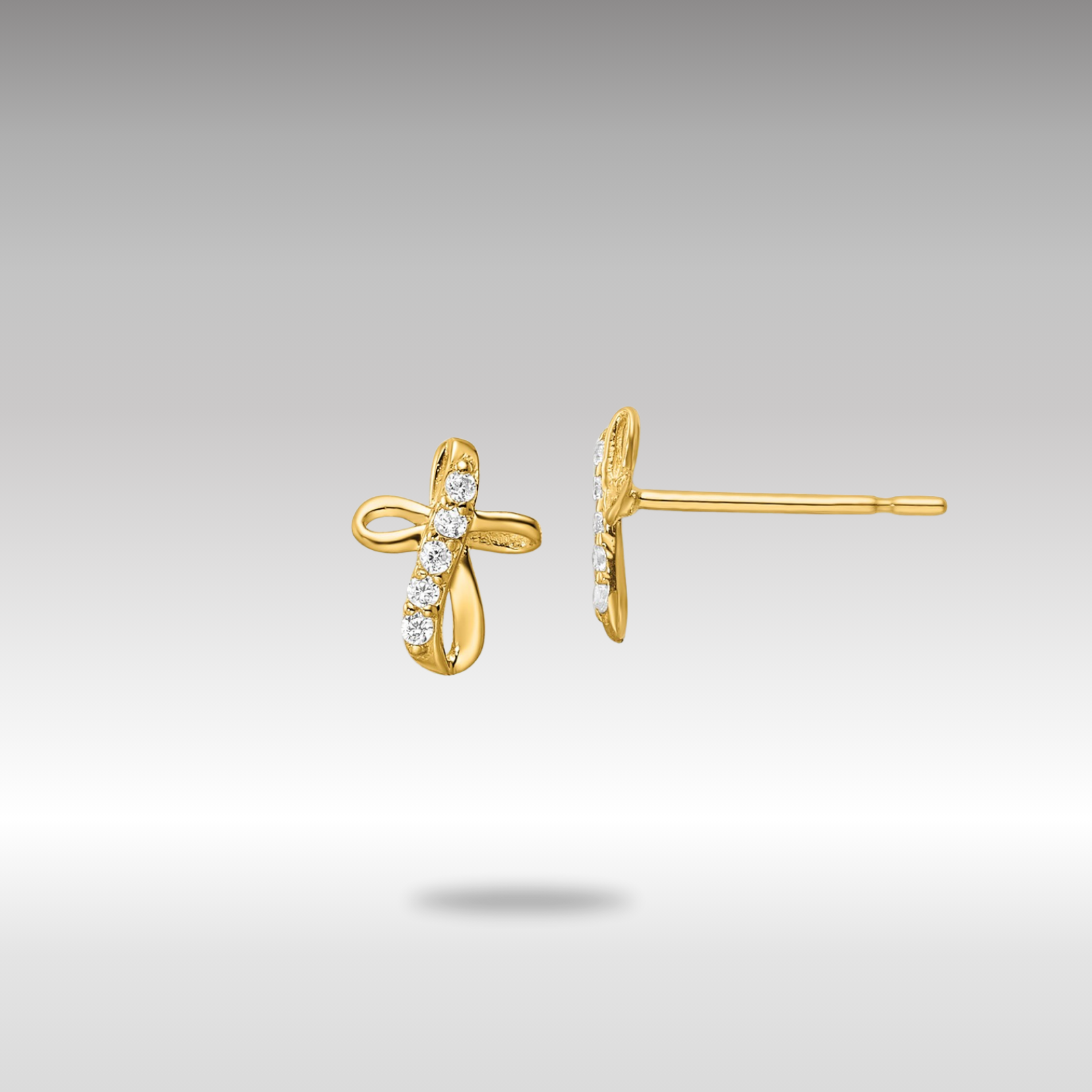 Gold CZ Cross Post Earrings - Model YE2123 - Charlie & Co. Jewelry