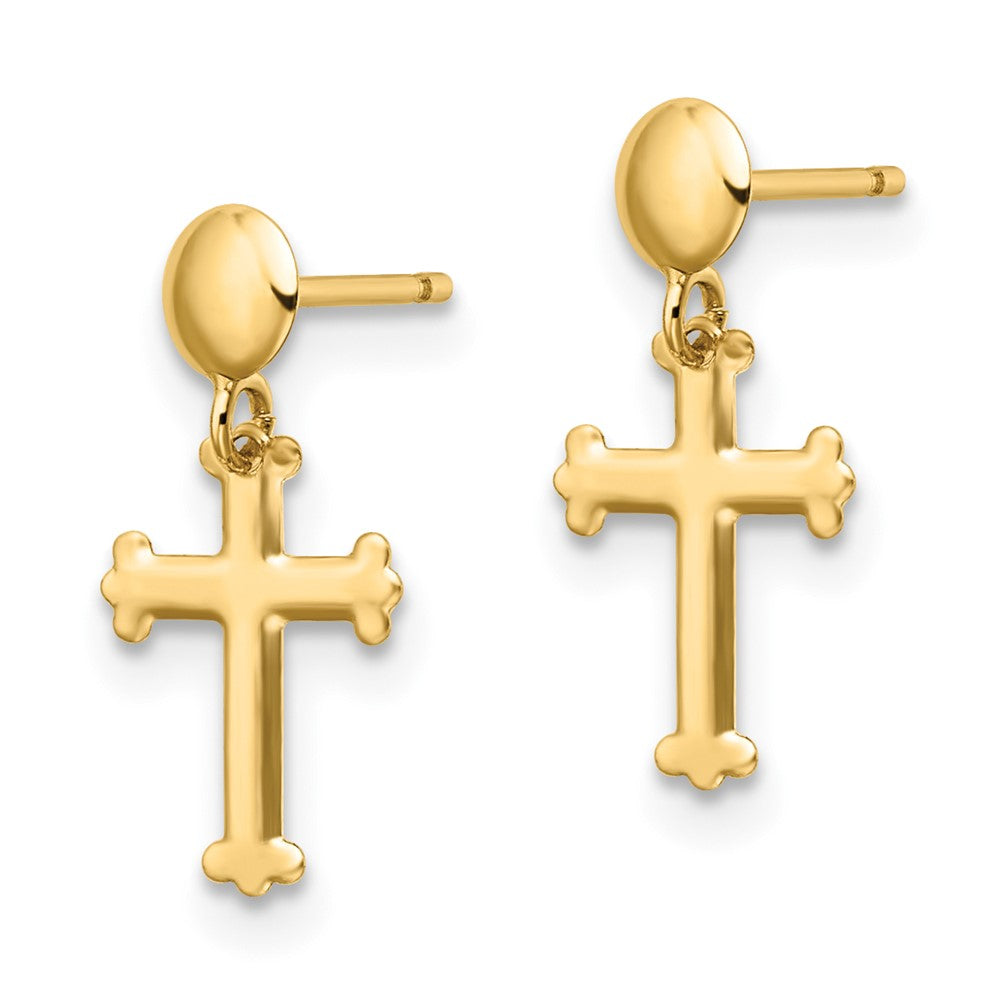 Gold Polished Cross Post Dangle Earrings - Model YE2124 - Charlie & Co. Jewelry