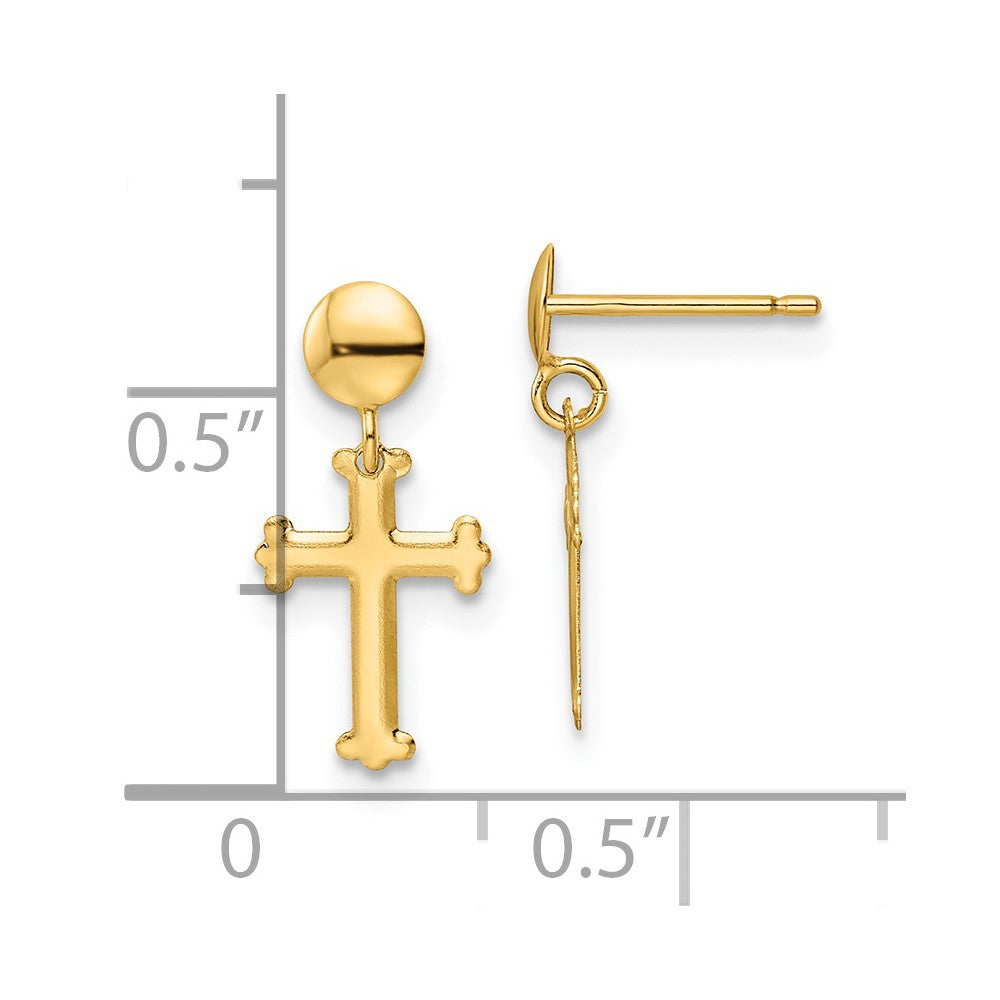 Gold Polished Cross Post Dangle Earrings - Model YE2124 - Charlie & Co. Jewelry