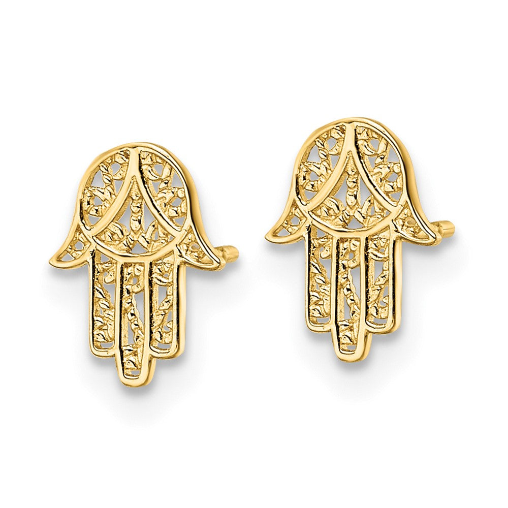Gold Hamsa Post Earrings - Model YE2132 - Charlie & Co. Jewelry