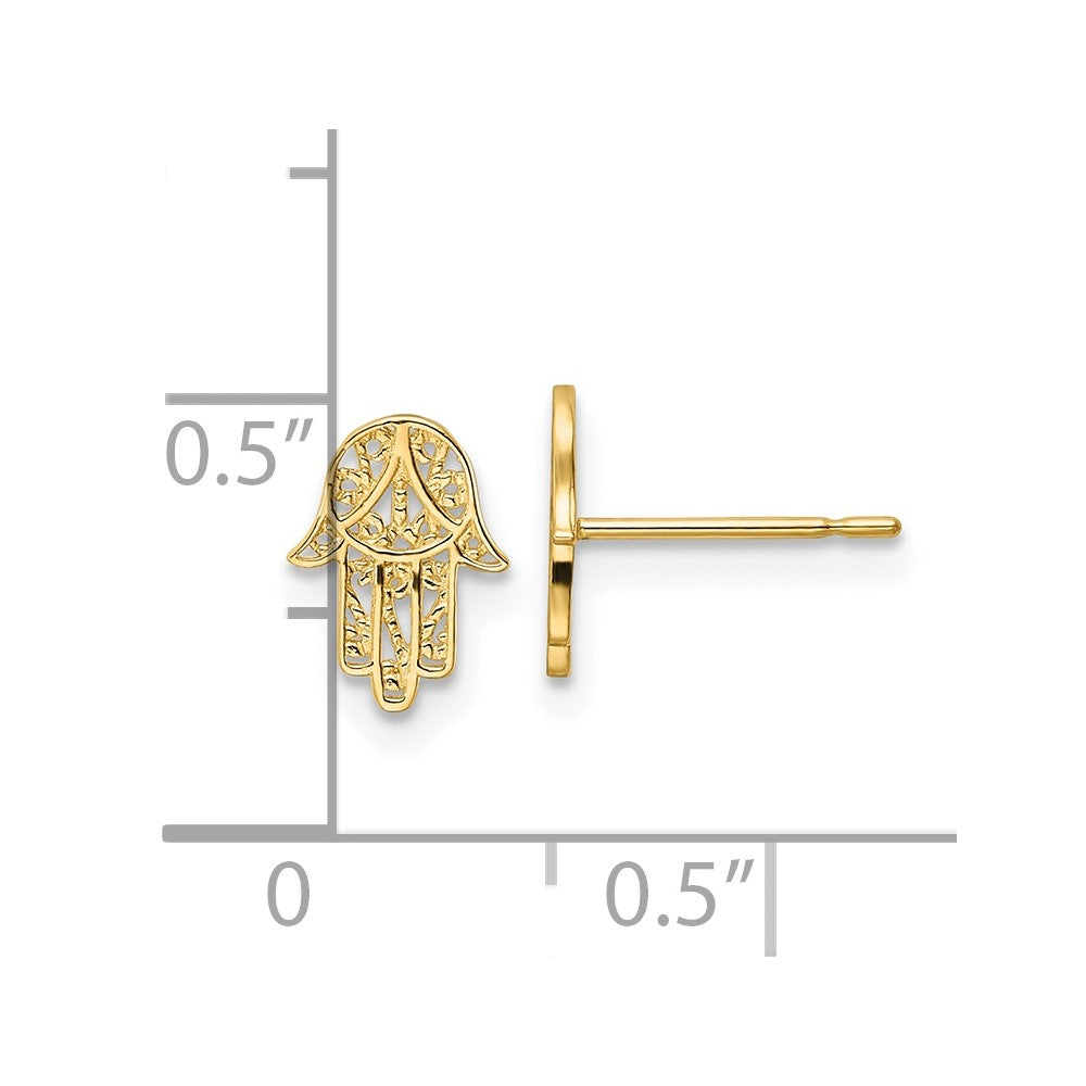 Gold Hamsa Post Earrings - Model YE2132 - Charlie & Co. Jewelry