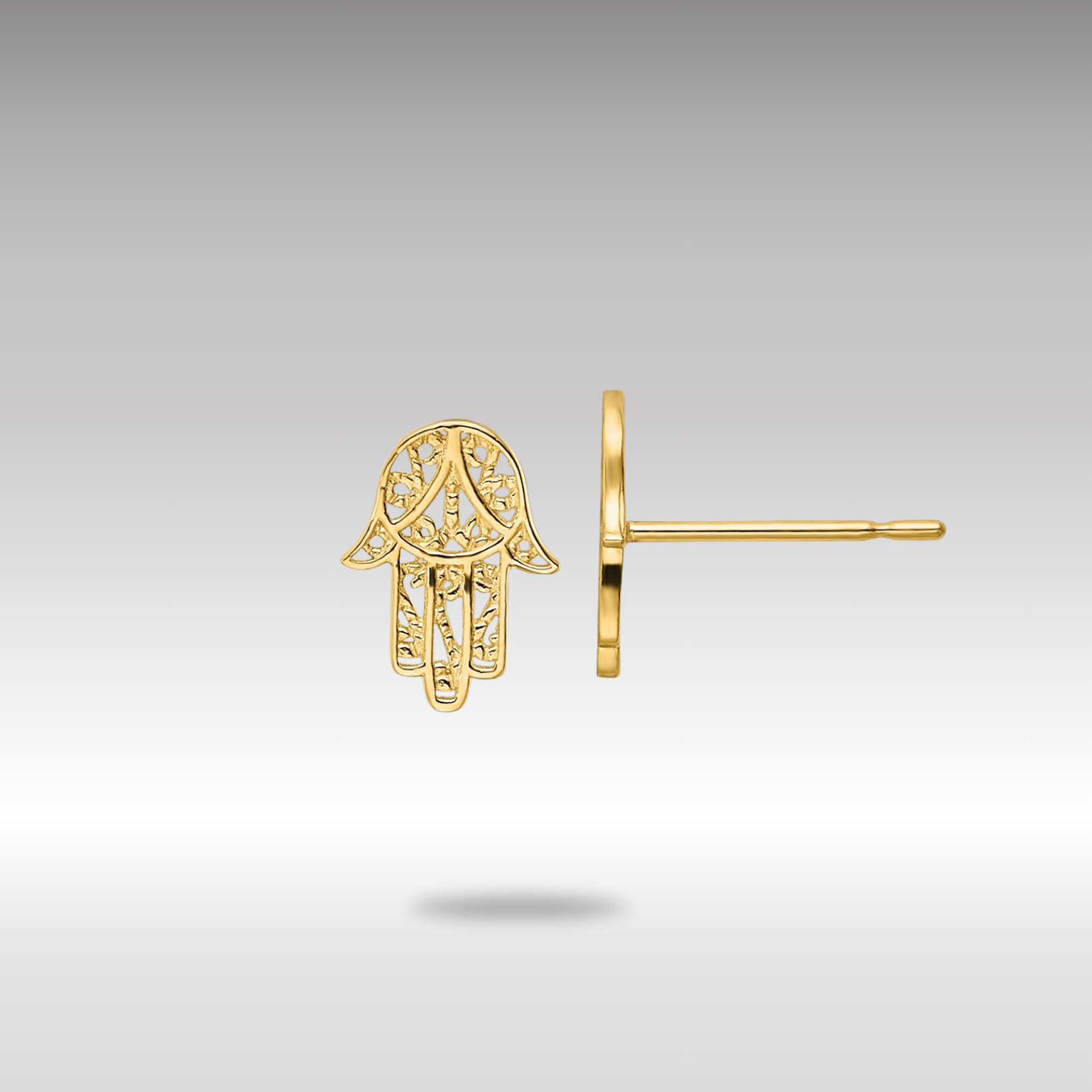 Gold Hamsa Post Earrings - Model YE2132 - Charlie & Co. Jewelry