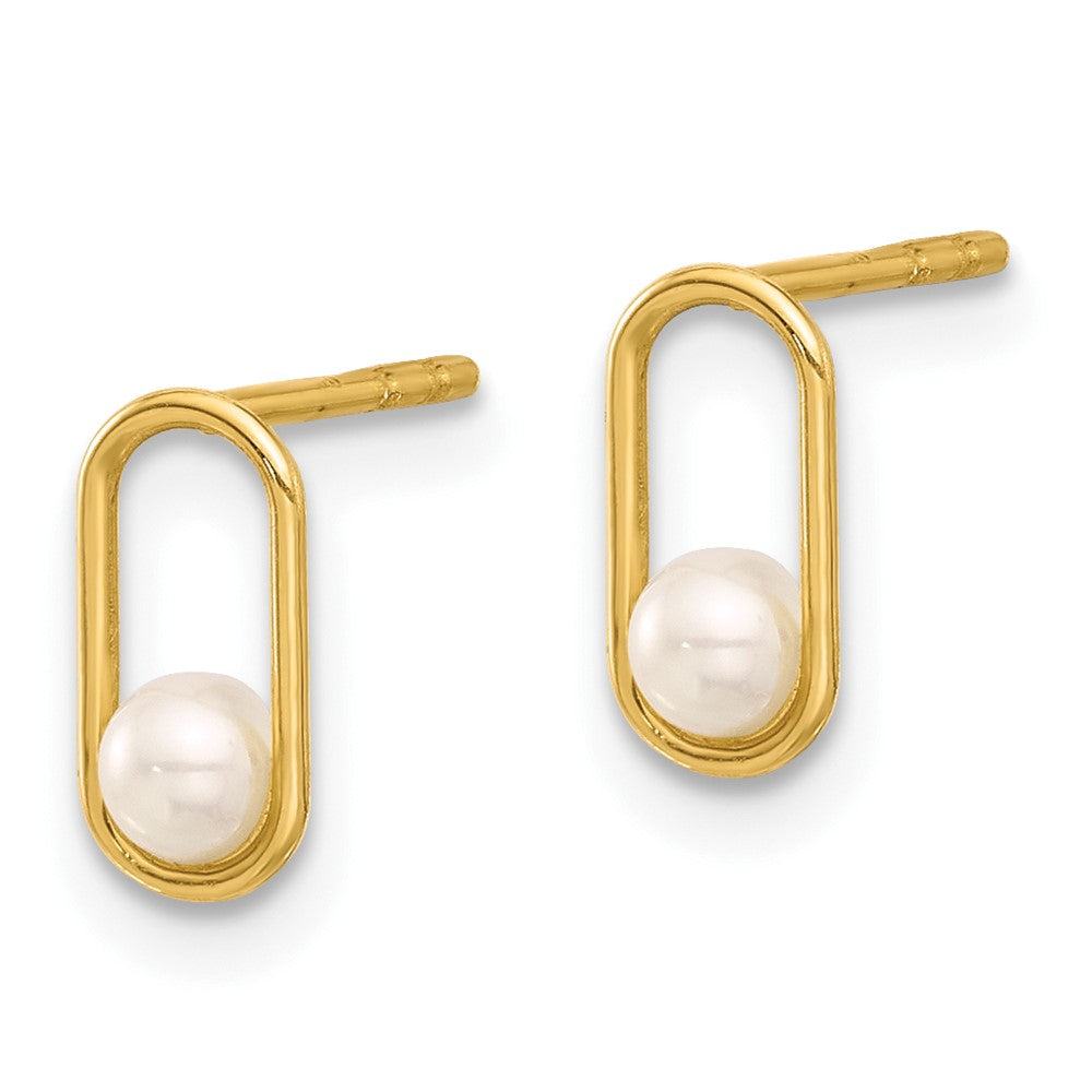 Gold Freshwater Cultured Pearl Post Earrings - Model YE2172 - Charlie & Co. Jewelry